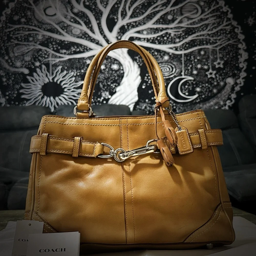 Vintage Coach tote bag shoulder bag Tan Leather 2007 - Picture 11 of 17